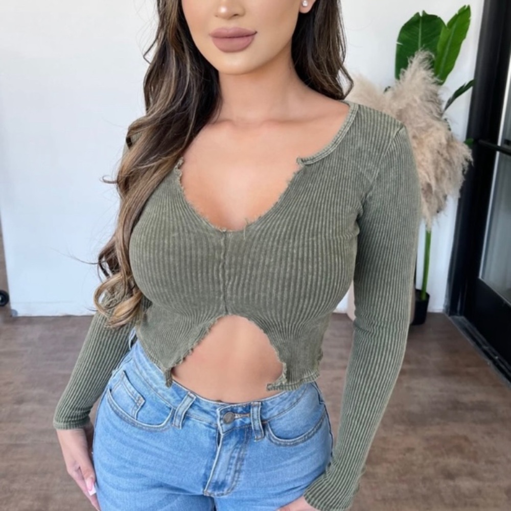 Olive Green Cut Out Top